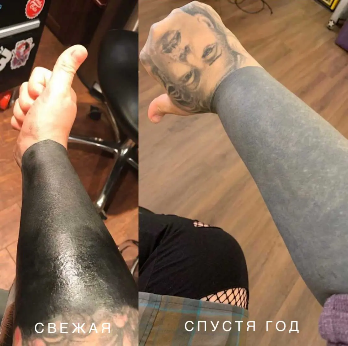 Как выглядят татуировки через время в стиле блэкворк